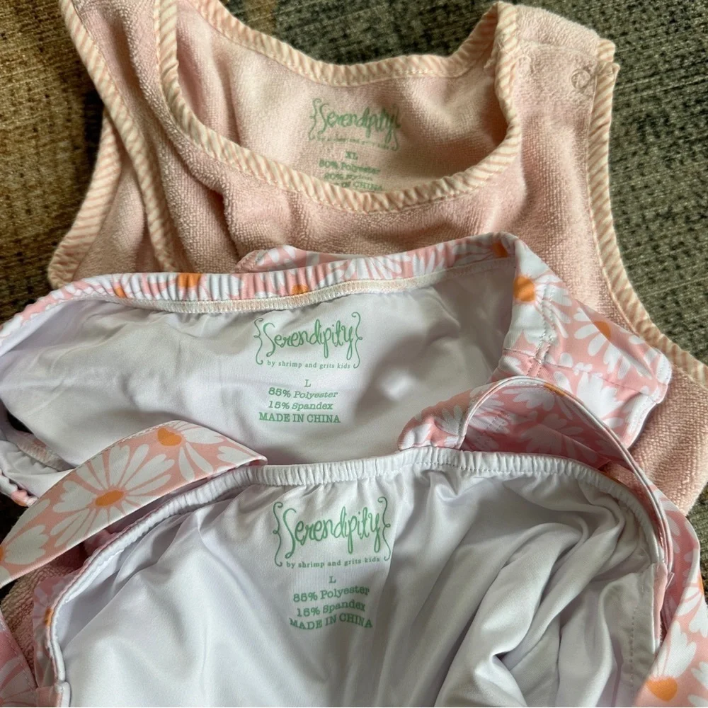 NWT Serendipity Pink Sunflower Bathing Suit and Cover Up sz L